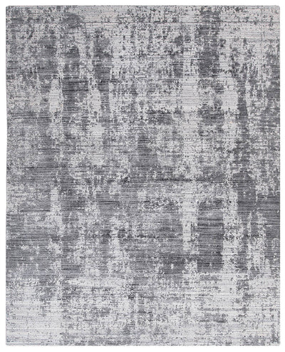 Tappeto Moderno Premium Everest in Lana Nero / Argento  - Fatto a mano - Design Astratto - CarpetLiving