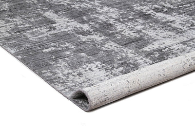 Tappeto Moderno Premium Everest in Lana Nero / Argento  - Fatto a mano - Design Astratto - CarpetLiving