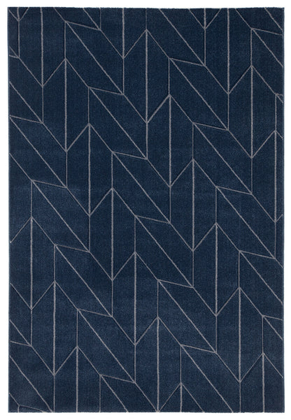 Tappeto Moderno Blu - Handcarved L Navy - Antiscivolo | Design Contemporaneo - Ideale per ogni ambiente