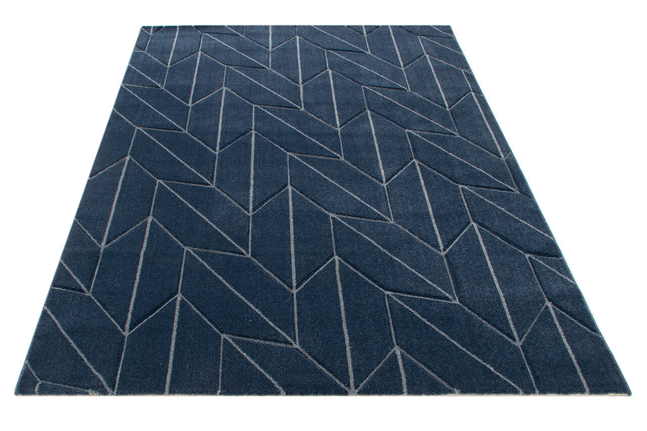 Tappeto Moderno Blu - Handcarved L Navy - Antiscivolo | Design Contemporaneo - Ideale per ogni ambiente