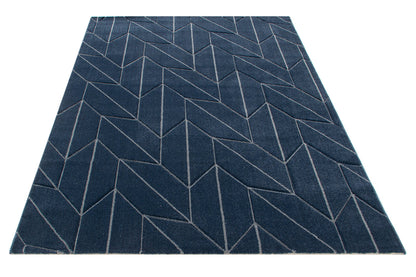 Tappeto Moderno Blu - Handcarved L Navy - Antiscivolo | Design Contemporaneo - Ideale per ogni ambiente