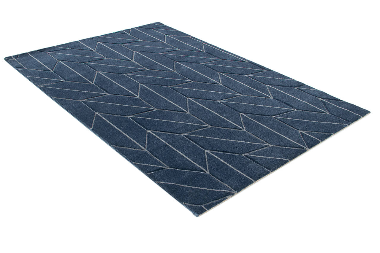Tappeto Moderno Blu - Handcarved L Navy - Antiscivolo | Design Contemporaneo - Ideale per ogni ambiente