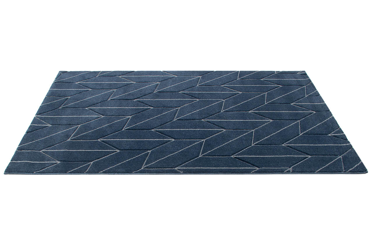 Tappeto Moderno Blu - Handcarved L Navy - Antiscivolo | Design Contemporaneo - Ideale per ogni ambiente