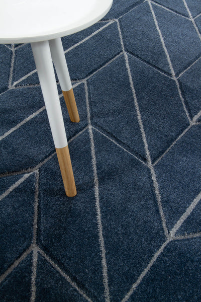 Tappeto Moderno Blu - Handcarved L Navy - Antiscivolo | Design Contemporaneo - Ideale per ogni ambiente - CarpetLiving