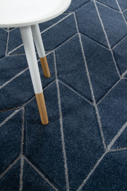 Tappeto Moderno Blu - Handcarved L Navy - Antiscivolo | Design Contemporaneo - Ideale per ogni ambiente
