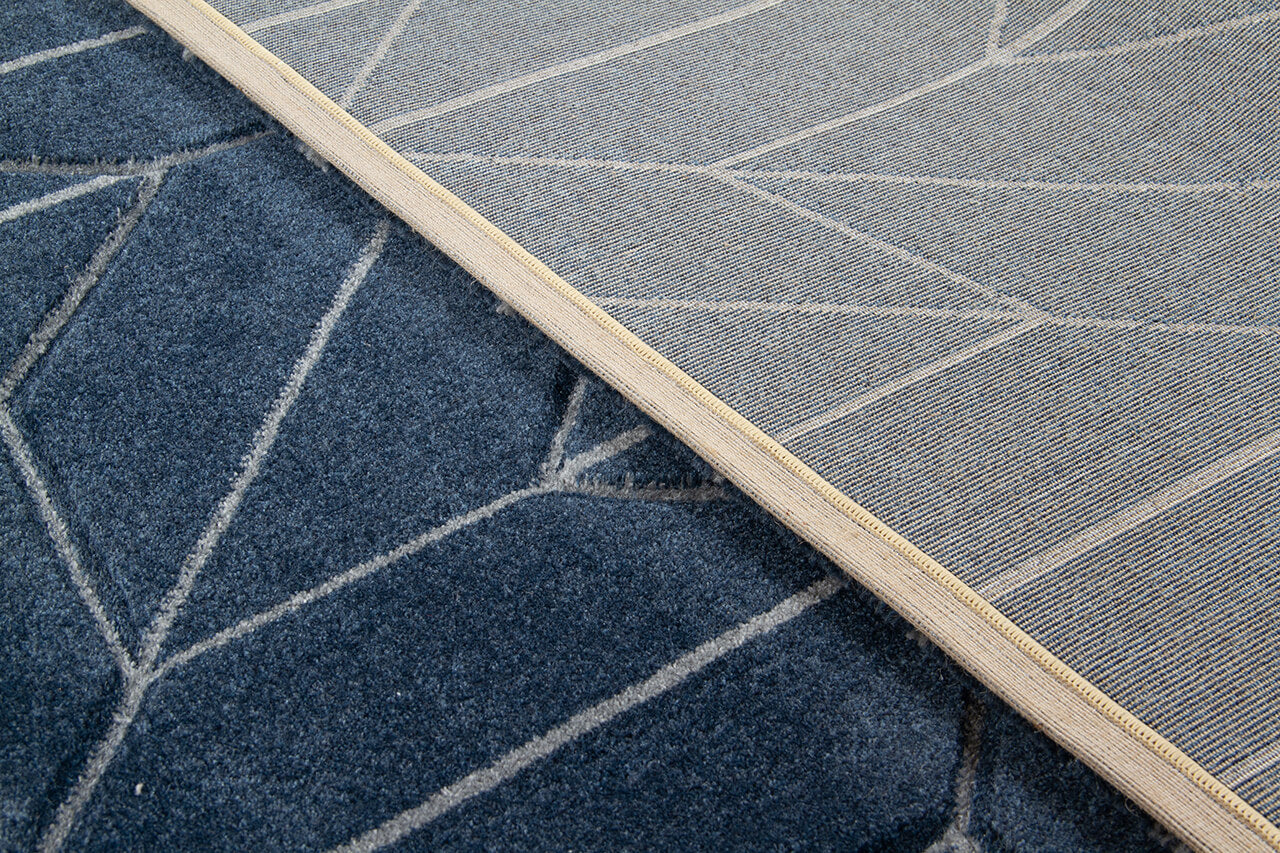 Tappeto Moderno Blu - Handcarved L Navy - Antiscivolo | Design Contemporaneo - Ideale per ogni ambiente