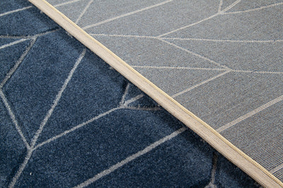 Tappeto Moderno Blu - Handcarved L Navy - Antiscivolo | Design Contemporaneo - Ideale per ogni ambiente - CarpetLiving