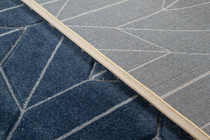 Tappeto Moderno Blu - Handcarved L Navy - Antiscivolo | Design Contemporaneo - Ideale per ogni ambiente