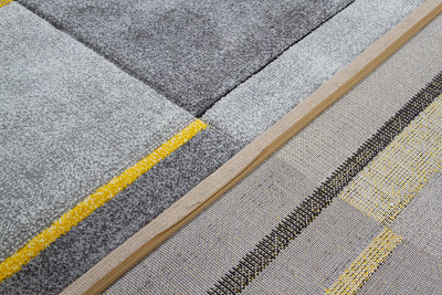 Tappeto Moderno Ray Geometrico - Giallo - Antiscivolo | Ideale per Soggiorno, Camera da Letto, Sala da Pranzo - CarpetLiving