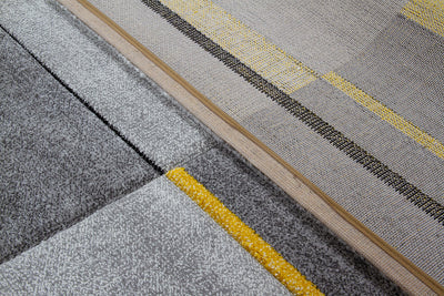 Tappeto Moderno Ray Geometrico - Giallo - Antiscivolo | Ideale per Soggiorno, Camera da Letto, Sala da Pranzo - CarpetLiving