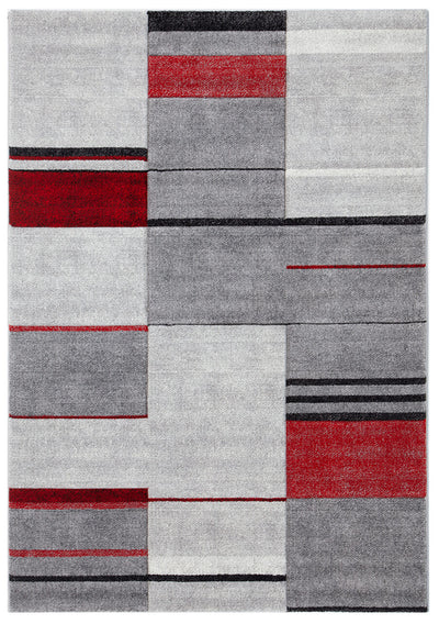 Tappeto Moderno Ray Geometrico - Rosso - Antiscivolo | Ideale per Soggiorno, Camera da Letto, Sala da Pranzo - CarpetLiving