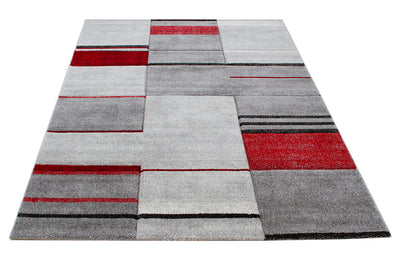 Tappeto Moderno Ray Geometrico - Rosso - Antiscivolo | Ideale per Soggiorno, Camera da Letto, Sala da Pranzo - CarpetLiving