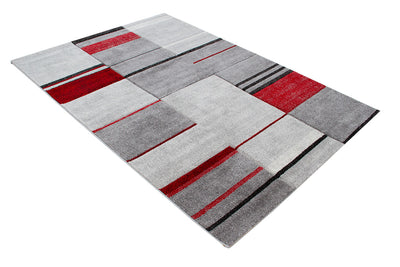 Tappeto Moderno Ray Geometrico - Rosso - Antiscivolo | Ideale per Soggiorno, Camera da Letto, Sala da Pranzo - CarpetLiving
