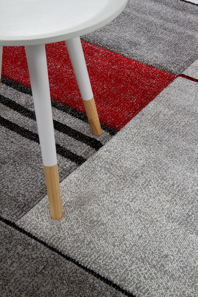 Tappeto Moderno Ray Geometrico - Rosso - Antiscivolo | Ideale per Soggiorno, Camera da Letto, Sala da Pranzo - CarpetLiving