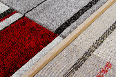 Tappeto Moderno Ray Geometrico - Rosso - Antiscivolo | Ideale per Soggiorno, Camera da Letto, Sala da Pranzo - CarpetLiving
