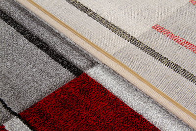 Tappeto Moderno Ray Geometrico - Rosso - Antiscivolo | Ideale per Soggiorno, Camera da Letto, Sala da Pranzo - CarpetLiving