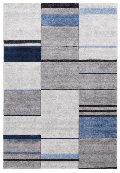 Tappeto Moderno Ray Geometrico - Grigio Blu - Antiscivolo | Ideale per Soggiorno, Camera da Letto, Sala da Pranzo - CarpetLiving
