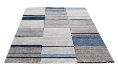 Tappeto Moderno Ray Geometrico - Grigio Blu - Antiscivolo | Ideale per Soggiorno, Camera da Letto, Sala da Pranzo - CarpetLiving