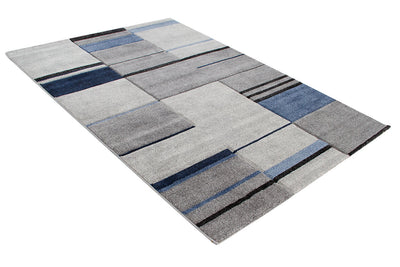 Tappeto Moderno Ray Geometrico - Grigio Blu - Antiscivolo | Ideale per Soggiorno, Camera da Letto, Sala da Pranzo - CarpetLiving