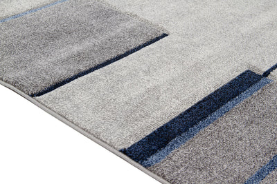 Tappeto Moderno Ray Geometrico - Grigio Blu - Antiscivolo | Ideale per Soggiorno, Camera da Letto, Sala da Pranzo - CarpetLiving