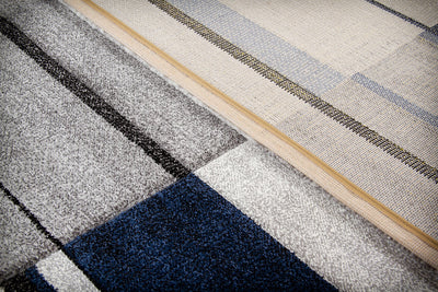 Tappeto Moderno Ray Geometrico - Grigio Blu - Antiscivolo | Ideale per Soggiorno, Camera da Letto, Sala da Pranzo - CarpetLiving