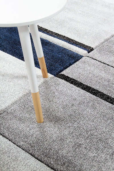 Tappeto Moderno Ray Geometrico - Grigio Blu - Antiscivolo | Ideale per Soggiorno, Camera da Letto, Sala da Pranzo - CarpetLiving