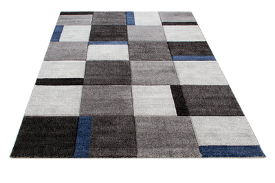 Tappeto Moderno Ray Geometrico a Blocchi - Grigio Blu - Antiscivolo | Ideale per Soggiorno, Camera da Letto, Sala da Pranzo - CarpetLiving