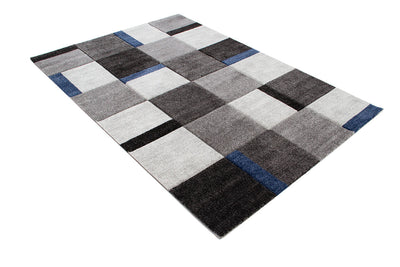 Tappeto Moderno Ray Geometrico a Blocchi - Grigio Blu - Antiscivolo | Ideale per Soggiorno, Camera da Letto, Sala da Pranzo - CarpetLiving