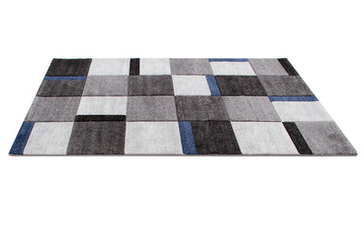 Tappeto Moderno Ray Geometrico a Blocchi - Grigio Blu - Antiscivolo | Ideale per Soggiorno, Camera da Letto, Sala da Pranzo - CarpetLiving