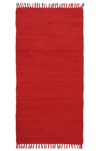 Tappeto Abano Rosso 1 in Cotone - Lavabile in Lavatrice - Ideale per Bagno o Cucina - CarpetLiving