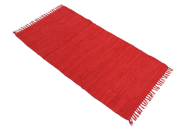 Tappeto Abano Rosso 1 in Cotone - Lavabile in Lavatrice - Ideale per Bagno o Cucina - CarpetLiving
