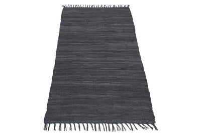 Tappeto Abano Grigio Scuro in Cotone - Lavabile in Lavatrice - Ideale per Bagno o Cucina - CarpetLiving