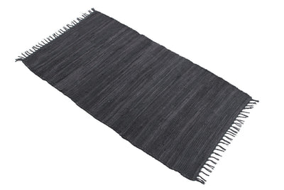 Tappeto Abano Grigio Scuro in Cotone - Lavabile in Lavatrice - Ideale per Bagno o Cucina - CarpetLiving