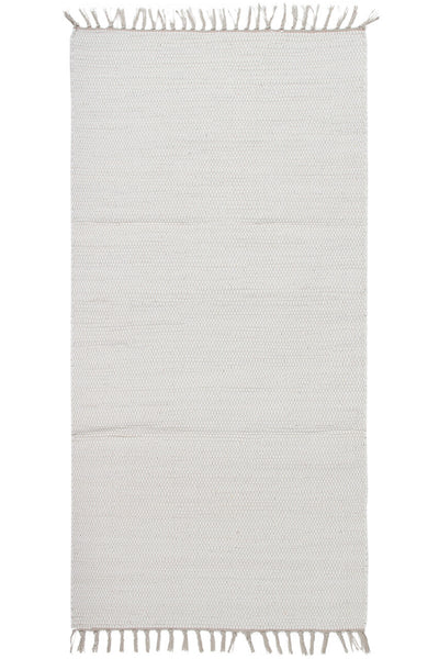 Tappeto Abano Bianco in Cotone - Lavabile in Lavatrice - Ideale per Bagno o Cucina - CarpetLiving
