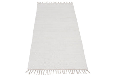 Tappeto Abano Bianco in Cotone - Lavabile in Lavatrice - Ideale per Bagno o Cucina - CarpetLiving