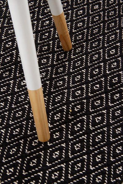 Tappeto RILIEVO Nero per Bagno e Cucina - 100% Cotone. Realizzato a mano - CarpetLiving