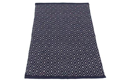 Tappeto multiuso RILIEVO Navy Blu in cotone - fatto a mano - CarpetLiving