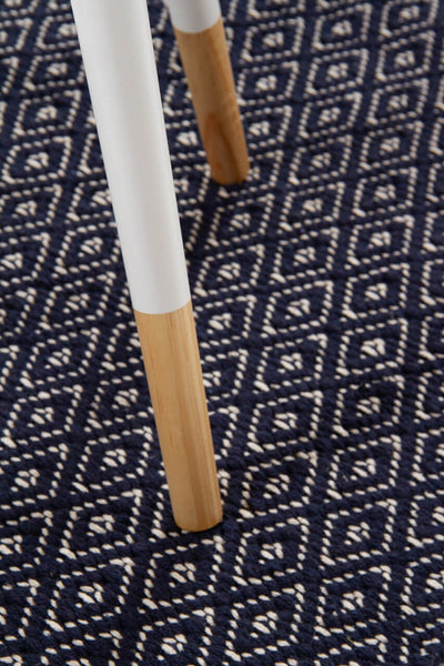 Tappeto multiuso RILIEVO Navy Blu in cotone - fatto a mano - CarpetLiving