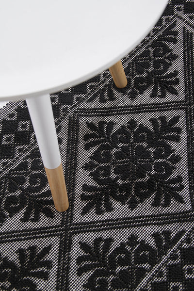 Tappeto Nero in Cotone Lavabile in Lavatrice - Alghero - Made in Italy | Ideale per Cucina e Bagno - CarpetLiving