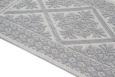 Tappeto Argento in Cotone Lavabile in Lavatrice - Alghero - Made in Italy | Ideale per Cucina e Bagno - CarpetLiving