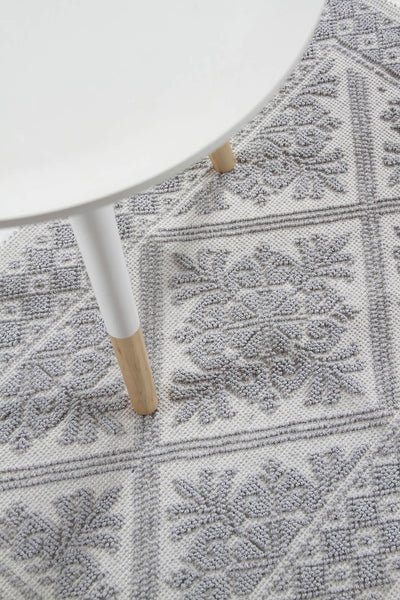 Tappeto Argento in Cotone Lavabile in Lavatrice - Alghero - Made in Italy | Ideale per Cucina e Bagno - CarpetLiving