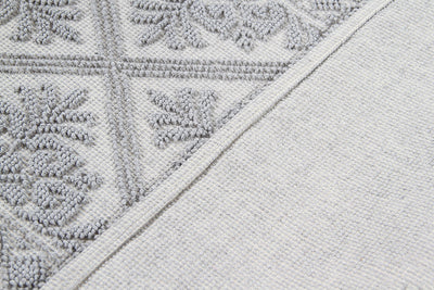 Tappeto Argento in Cotone Lavabile in Lavatrice - Alghero - Made in Italy | Ideale per Cucina e Bagno - CarpetLiving