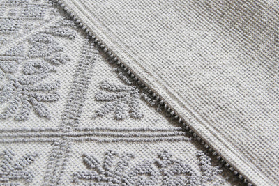 Tappeto Argento in Cotone Lavabile in Lavatrice - Alghero - Made in Italy | Ideale per Cucina e Bagno - CarpetLiving