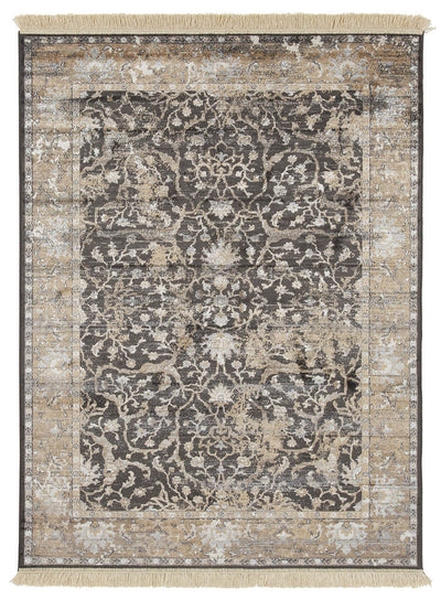 Tappeto Vintage D – Classico con Frange – Nero Beige - CarpetLiving