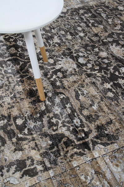 Tappeto Vintage D – Classico con Frange – Nero Beige - CarpetLiving