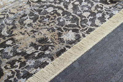 Tappeto Vintage D – Classico con Frange – Nero Beige - CarpetLiving