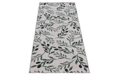 Tappeto Passatoia Cucina OLIVE BRANCH - Disegno Olivo Verde con fondo Antiscivolo | Ideale per Cucina e Bagno - CarpetLiving