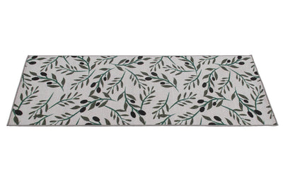 Tappeto Passatoia Cucina OLIVE BRANCH - Disegno Olivo Verde con fondo Antiscivolo | Ideale per Cucina e Bagno - CarpetLiving