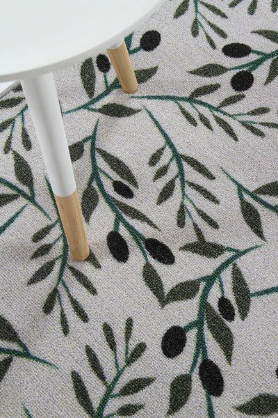 Tappeto Passatoia Cucina OLIVE BRANCH - Disegno Olivo Verde con fondo Antiscivolo | Ideale per Cucina e Bagno - CarpetLiving