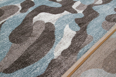 Tappeto Moderno Stile Camouflage - Grigio/Blu - Antiscivolo | Ideale per Camera da Letto e Cameretta - CarpetLiving